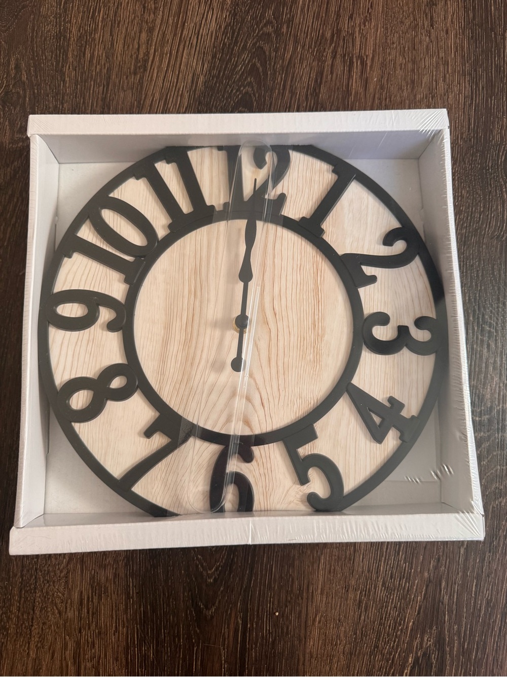 Classic Black Metal and Light Wood Wall Clock - Unbranded